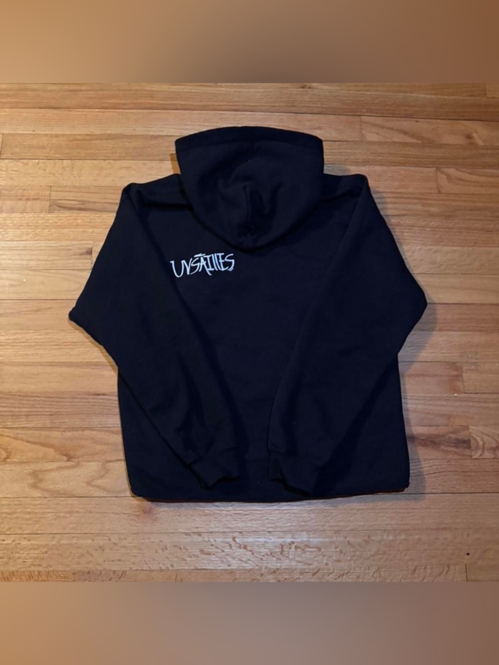 Black Hooded Sweater with White Logo